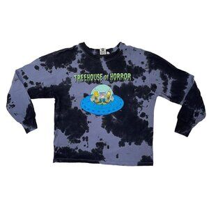 The Simpsons Womens SMALL "Treehouse of Terror" Tie Dye Crop Skater L/S Tshirt